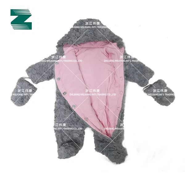 Body For Baby Kids With Hood And Gloves With Velvet Bow And Snaps Placket